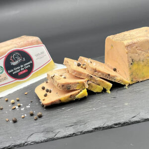 Foie gras de canard mi-cuit-400g-bûche-IGP Gers-Famille Gomer-Saint Médard-Gers-32