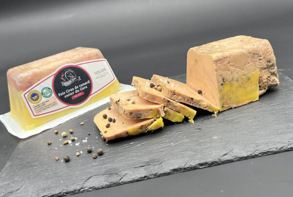 Foie gras de canard mi-cuit-400g-bûche-IGP Gers-Famille Gomer-Saint Médard-Gers-32